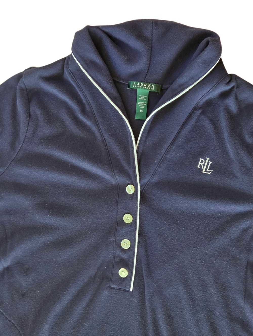 Lauren Ralph Lauren Sleep Shirt Logo and Pockets Lush Navy Blue Plus Size 2X - Picture 5 of 11